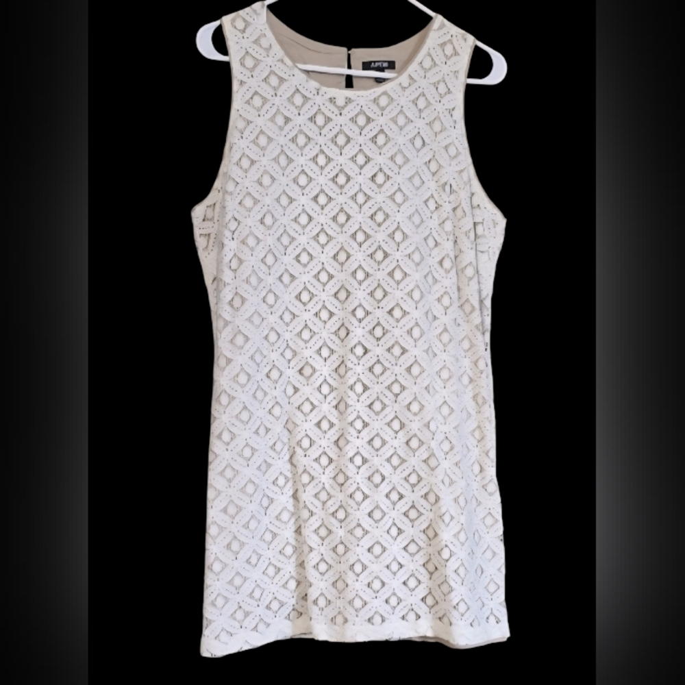 Apt. 9 PXL Cream Sheath Mini Dress Y2K Spring Summer Lace Dressy Or Casual‎